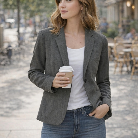 H&M Gray Fitted One-Button Blazer Suit Jacket, Xsmall - Picture 2 of 10